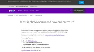 
                            10. What is phpMyAdmin and how do I access it? | BT Business