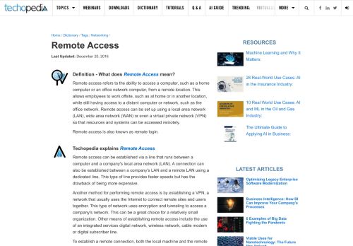 
                            13. What is Remote Access? - Definition from Techopedia