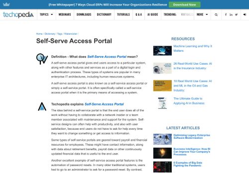 
                            1. What is Self-Serve Access Portal? - Definition from Techopedia