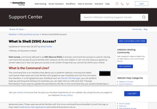 
                            6. What is Shell (SSH) Access? | InMotion Hosting