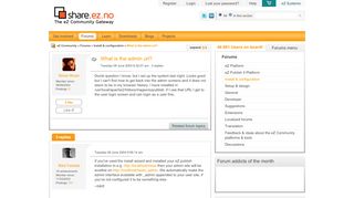 
                            1. What is the admin url? - The eZ Publish Community