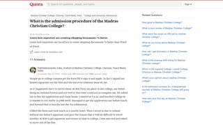
                            7. What is the admission procedure of the Madras Christian College ...