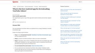 
                            12. What is the best Android app for downloading YouTube videos? - Quora