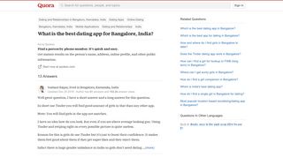 
                            10. What is the best dating app for Bangalore, India? - Quora