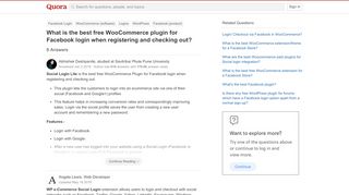 
                            7. What is the best free WooCommerce plugin for Facebook login when ...