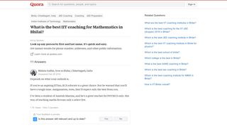 
                            8. What is the best IIT coaching for Mathematics in Bhilai? - Quora