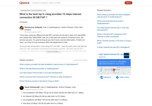 
                            5. What is the best isp in vizag provides 15 mbps internet connection ...