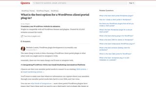 
                            10. What is the best option for a WordPress client portal plug-in? - Quora