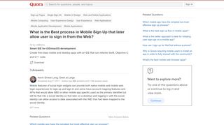 
                            5. What is the Best process in Mobile Sign Up that later allow user ...