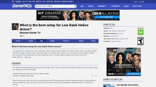 
                            11. What is the best setup for Low Rank Helios Armor? - Monster Hunter ...