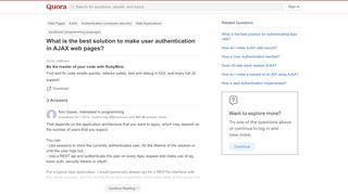 
                            10. What is the best solution to make user authentication in AJAX web ...