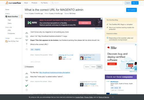 
                            6. What is the correct URL for MAGENTO admin - Stack Overflow