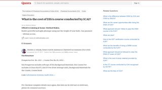 
                            12. What is the cost of DISA course conducted by ICAI? - Quora