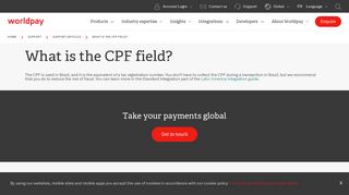 
                            7. What is the CPF field? | Worldpay