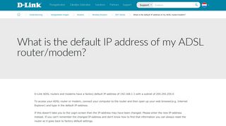 
                            2. What is the default IP address of my ADSL router/modem? | D-Link ...