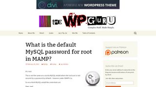 
                            8. What is the default MySQL password for root in MAMP? | The WP Guru