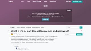 
                            9. What is the default Odoo 8 login email and password? | Odoo