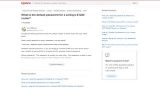 
                            12. What is the default password for a Linksys E1200 router? - Quora