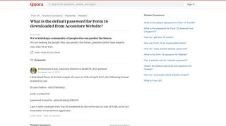 
                            12. What is the default password for Form 16 downloaded from Accenture ...