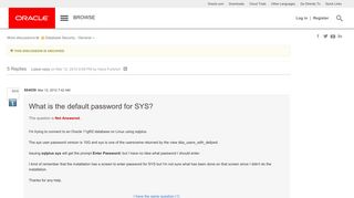
                            6. What is the default password for SYS? | Oracle Community