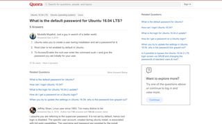 
                            13. What is the default password for Ubuntu 16.04 LTS? - Quora