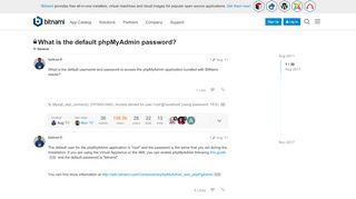 
                            1. What is the default phpMyAdmin password? - General - Bitnami ...