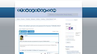 
                            10. What is the default username and password for Kyocera TASKalfa ...