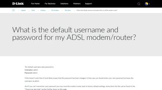 
                            7. What is the default username and password for my ADSL modem ...