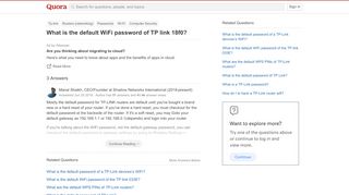 
                            8. What is the default WiFi password of TP link 18f0? - Quora