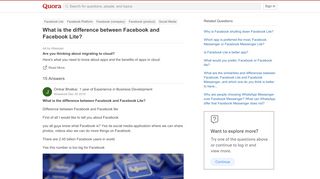 
                            9. What is the difference between Facebook and Facebook Lite? - Quora