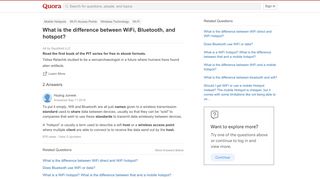 
                            10. What is the difference between WiFi, Bluetooth, and hotspot? - Quora