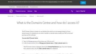 
                            8. What is the Domains Centre and how do I access it? | BT Business