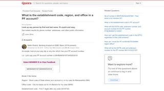 
                            13. What is the establishment code, region, and office in a PF account ...