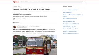 
                            12. What is the full form of KSRTC AND KURTC? - Quora