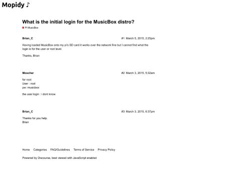 
                            5. What is the initial login for the MusicBox distro? - Pi MusicBox ...