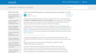 
                            13. What is the latest SEC advisory on Paysbook E-Commerce System Co ...