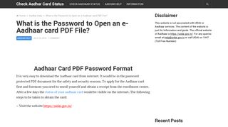 
                            10. What is the Password to Open an e-Aadhaar card PDF File? | Check ...