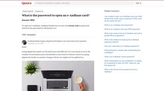 
                            2. What is the password to open an e-Aadhaar card? - Quora