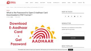 
                            6. What is the Password to Open E-Aadhaar Card Downloaded in PDF ...