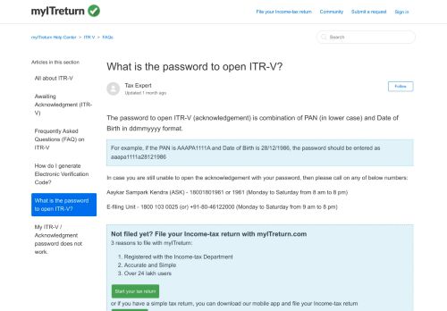 
                            5. What is the password to open ITR-V? – myITreturn Help Center