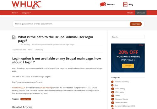 
                            6. What is the path to the Drupal admin/user login page? | WHUK FAQ ...