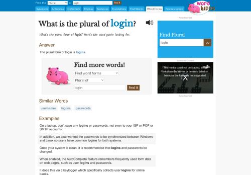 
                            10. What is the plural of login? - WordHippo