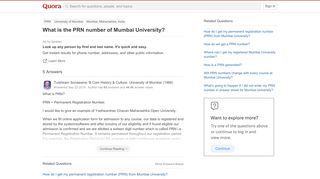 
                            13. What is the PRN number of Mumbai University? - Quora