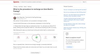 
                            10. What is the procedure to recharge an Axis Bank's Fastag? - ...