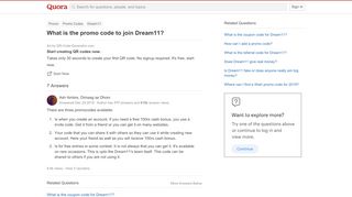 
                            7. What is the promo code to join Dream11? - Quora