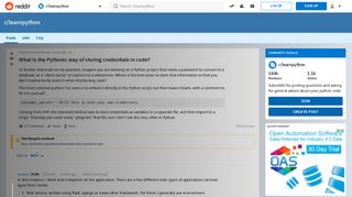 
                            6. What is the Pythonic way of storing credentials in code ...