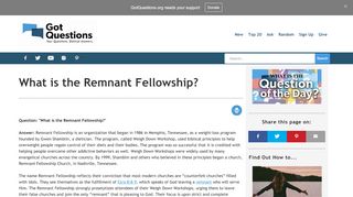 
                            13. What is the Remnant Fellowship? - Got Questions