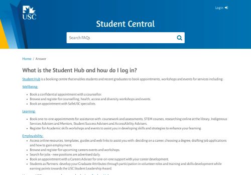 
                            12. What is the Student Hub and how do I log in? - Student Central - Service