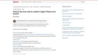
                            8. What is the user code in Aadhar's login? Where can I find it? - Quora