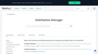 
                            4. What is the username and default password for accessing ... - Synology
